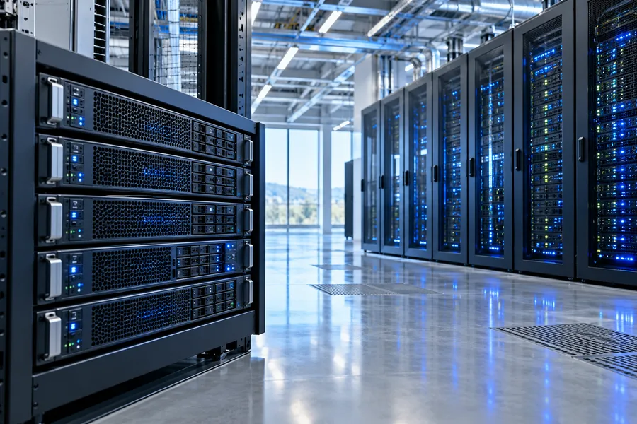 Conceptual photograph of server cabinets