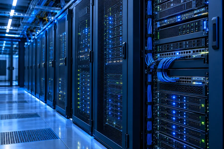 Conceptual photograph of server cabinets